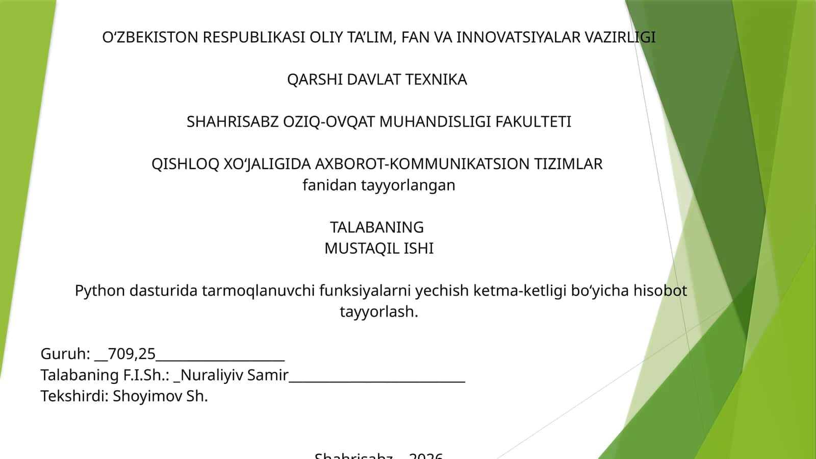 QISHLOQ XOʻJALIGIDA AXBOROT-KOMMUNIKATSION TIZIMLAR