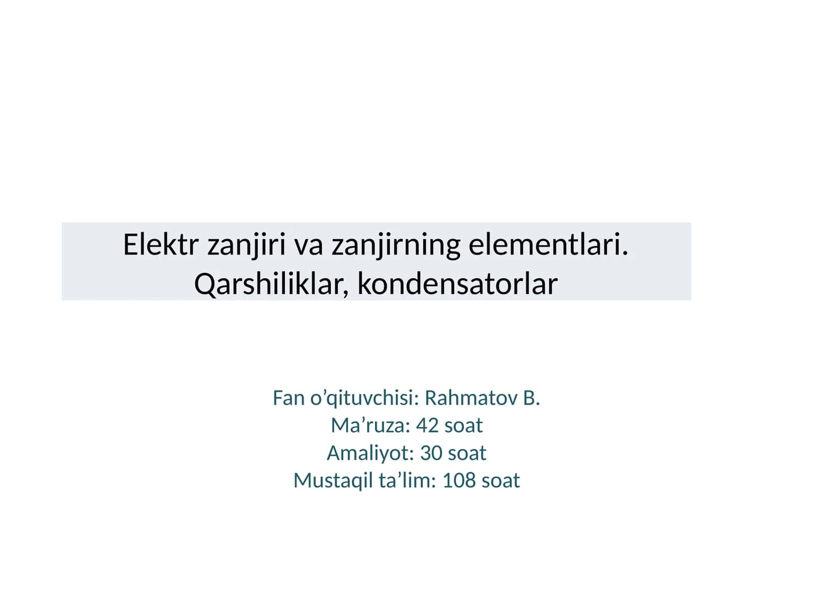 Elеktr zanjiri va zanjirning elеmеntlari