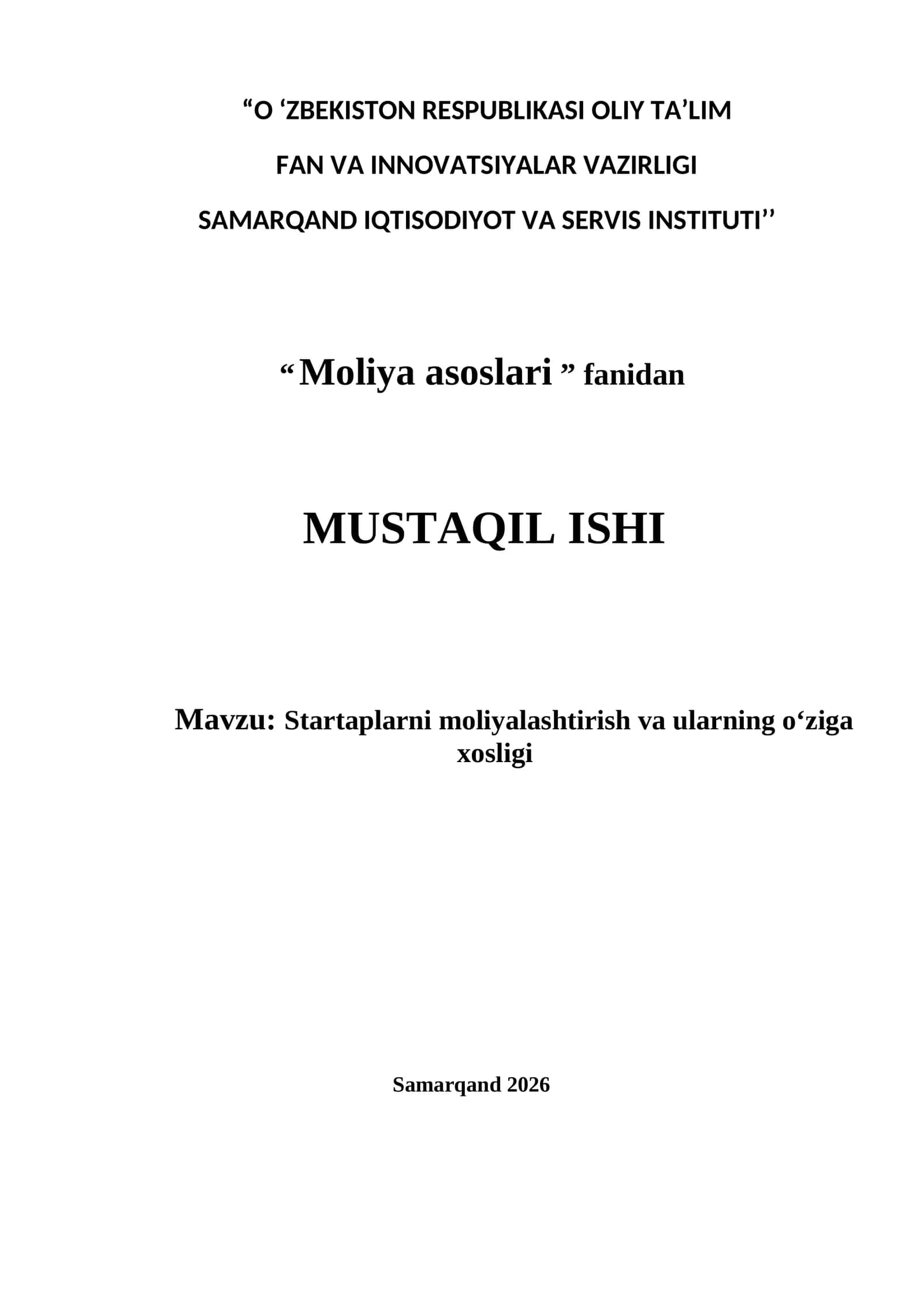 Moliya asoslari