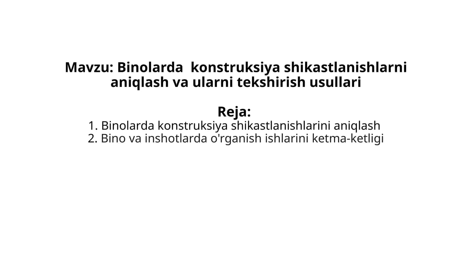 Binolarda konstruksiya shikastlanishlarini aniqlash