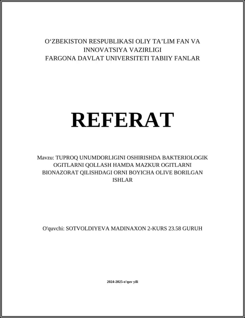 Bakteriologik o'g'itlar