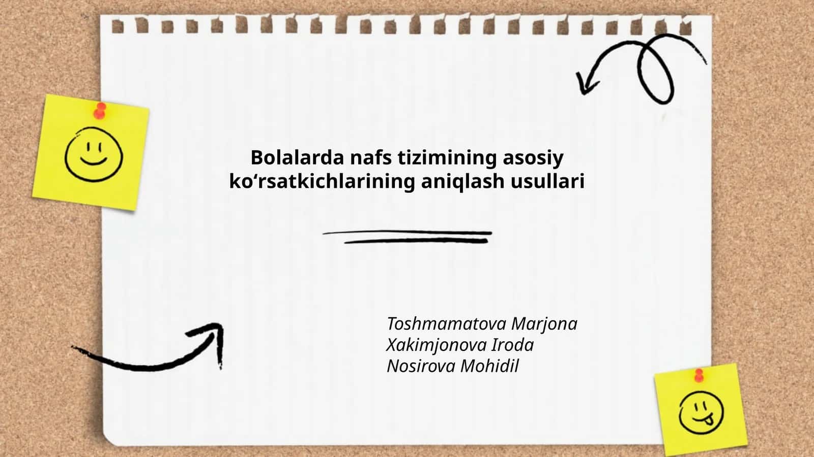 Bolalarda nafs tizimining asosiy koʻrsatkichlarining aniqlash usullari