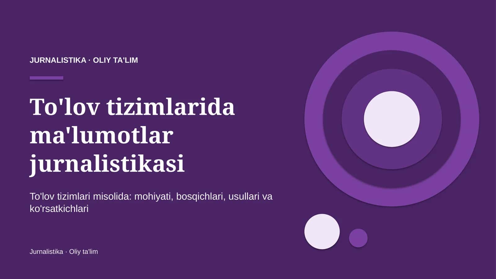 To'lov tizimlarida ma'lumotlar jurnalistikasi