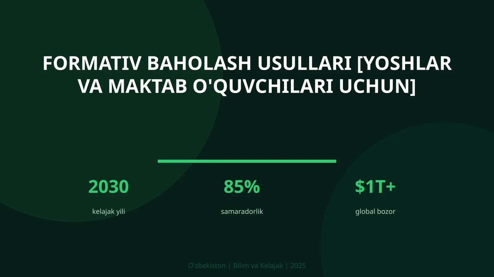 Formativ baholash usullari [yoshlar va maktab o'quvchilari uchun]