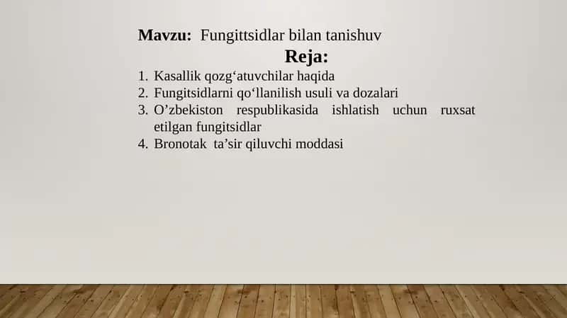 Fungitsidlar bilan tanishuv