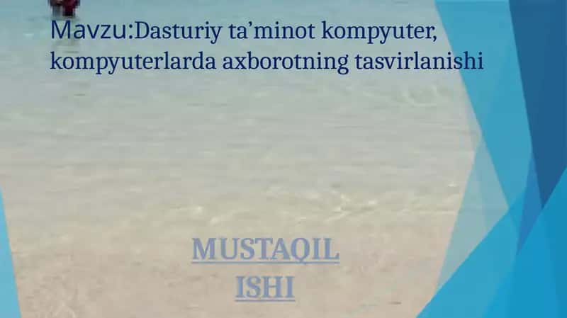 Dasturiy ta’minot kompyuter, kompyuterlarda axborotning tasvirlanishi