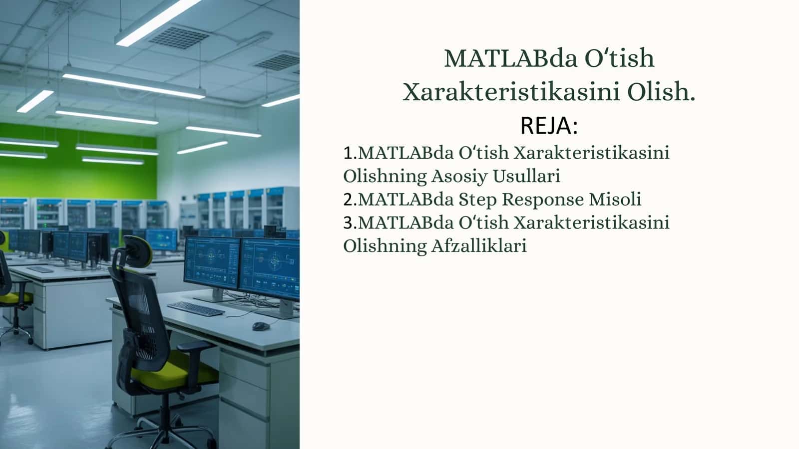 MATLABda Oʻtish Xarakteristikasini Olish