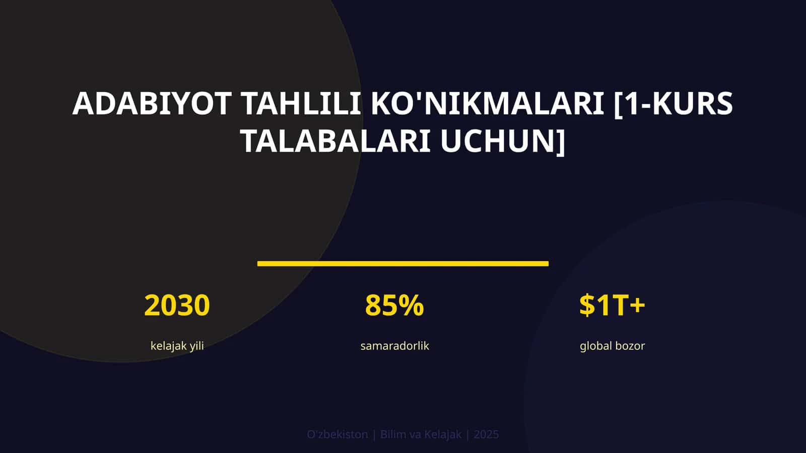 Adabiyot tahlili ko'nikmalari [1-kurs talabalari uchun]