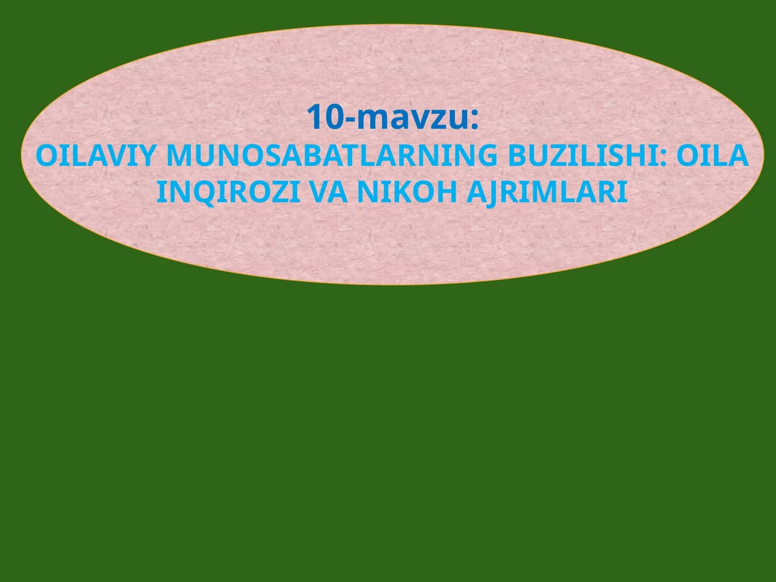 OILAVIY MUNOSABATLARNING BUZILISHI: OILA INQIROZI VA NIKOH AJRIMLARI