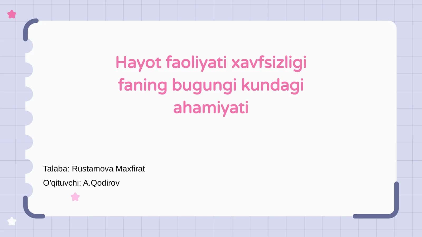 Hayot faoliyati xavfsizligi fanining ahamiyati