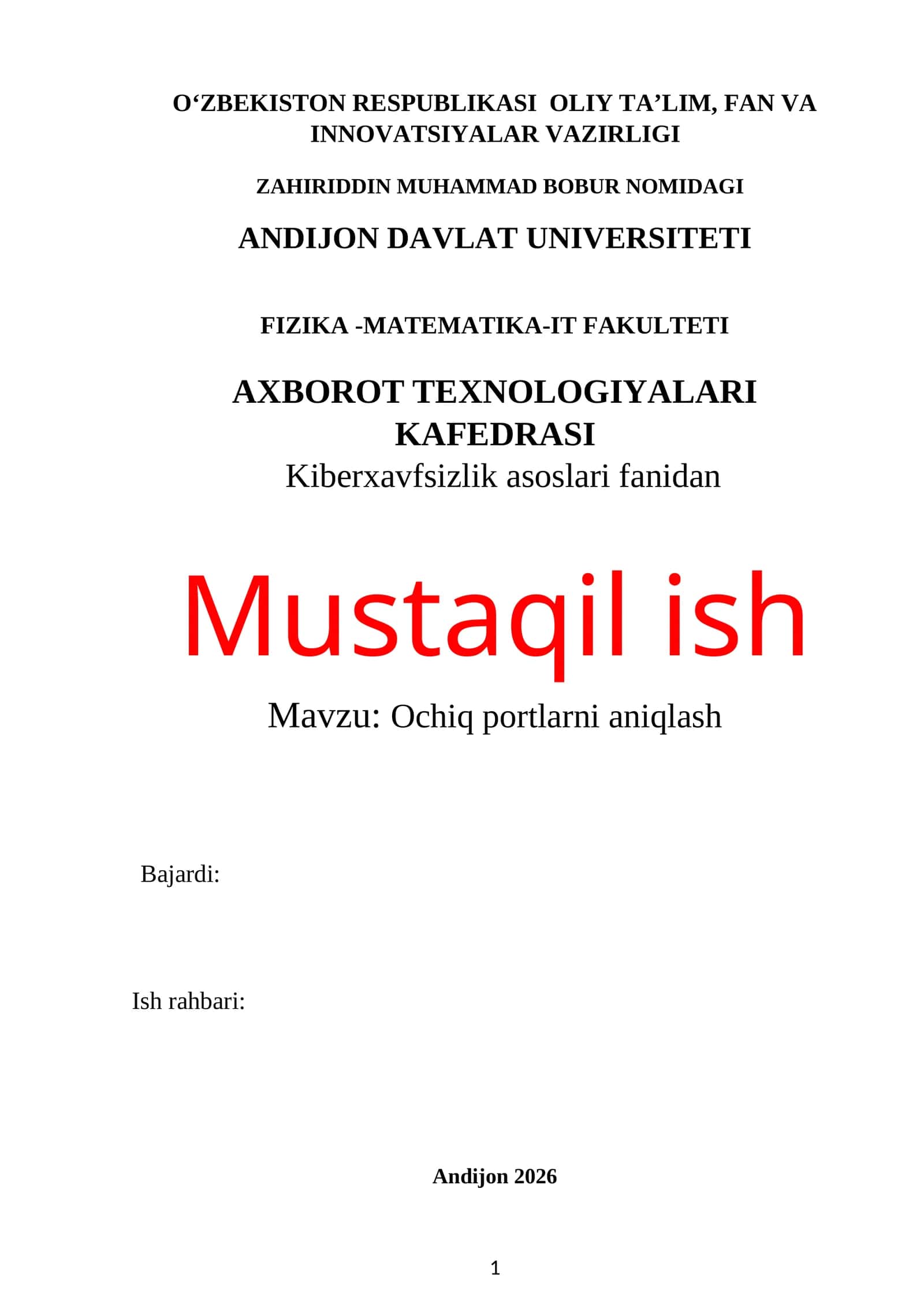 Ochiq portlarni aniqlash