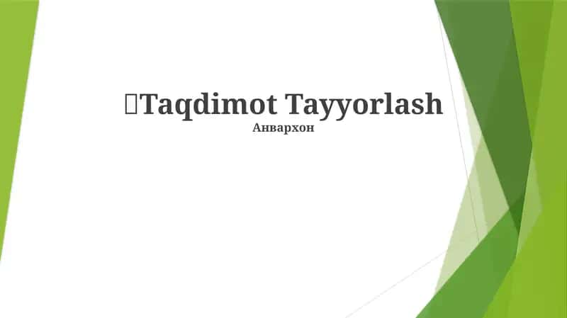 Taqdimotni tayyorlashga kirish: Samarali taqdimotlar yaratish asoslarini, jumladan mavzu tanlash, maqsadlarni belgilash va tegishli ma'lumotlarni to'plashni tushuning 1