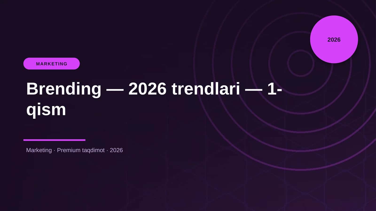 Brending — 2026 trendlari — 1-qism
