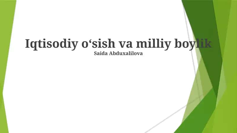 Iqtisodiy oʻsish va milliy boylik