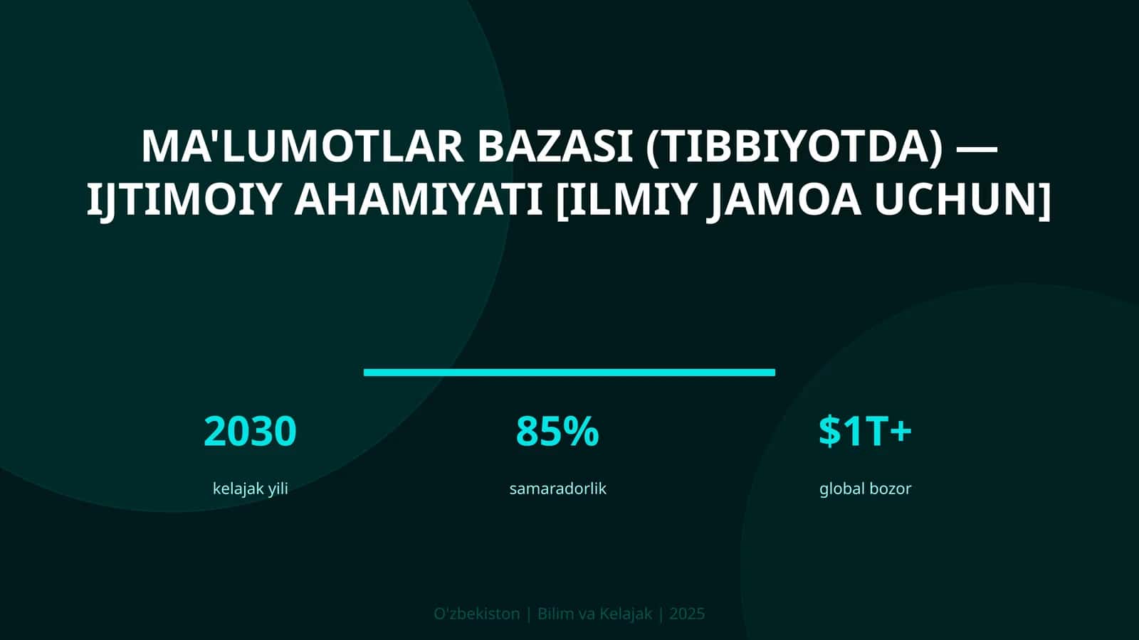 Ma'lumotlar bazasi (tibbiyotda) — ijtimoiy ahamiyati [ilmiy jamoa uchun]