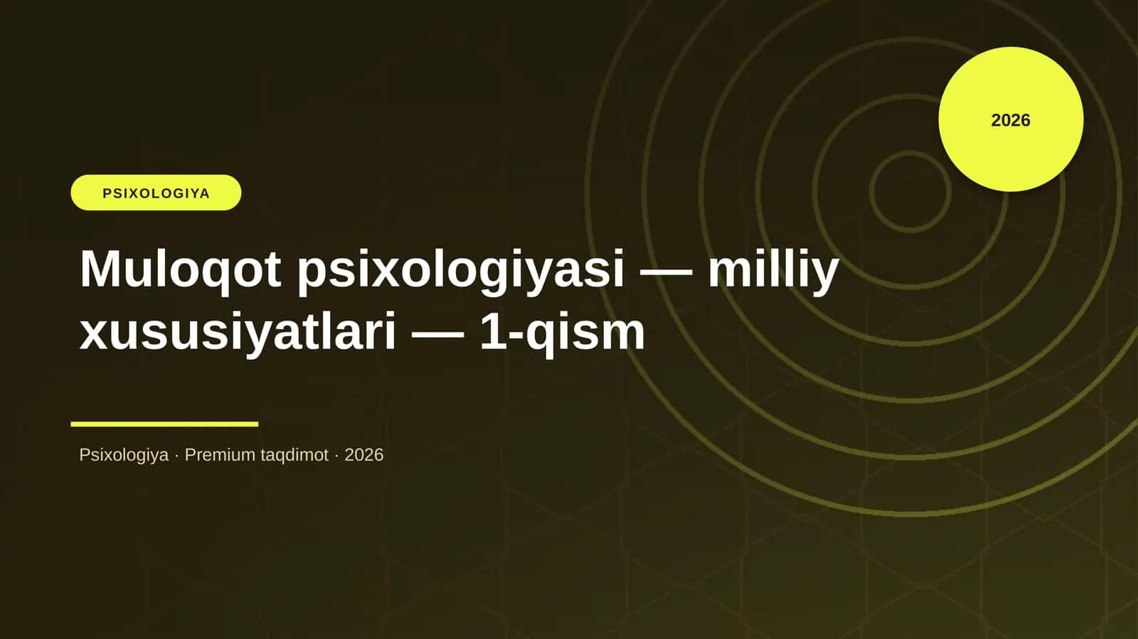Muloqot psixologiyasi — milliy xususiyatlari — 1-qism