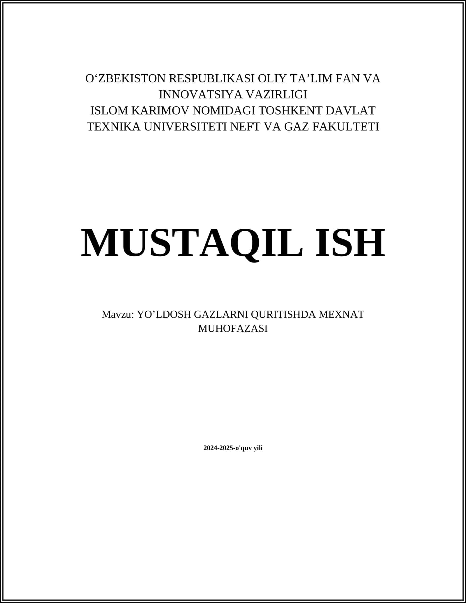 YO’LDOSH GAZLARNI QURITISHDA MEXNAT MUHOFAZASI