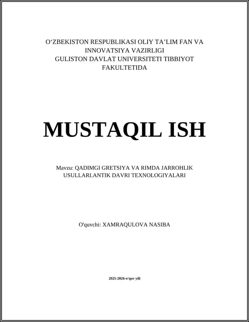 Antik Gretsiya va Rimda Jarrohlik Usullari