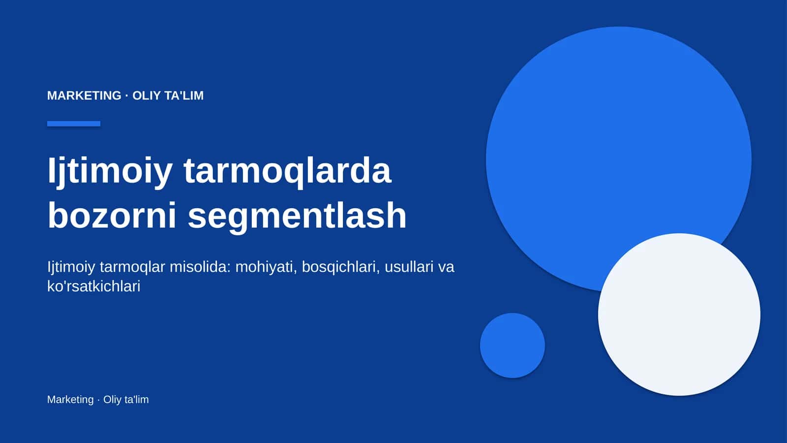 Ijtimoiy tarmoqlarda bozorni segmentlash