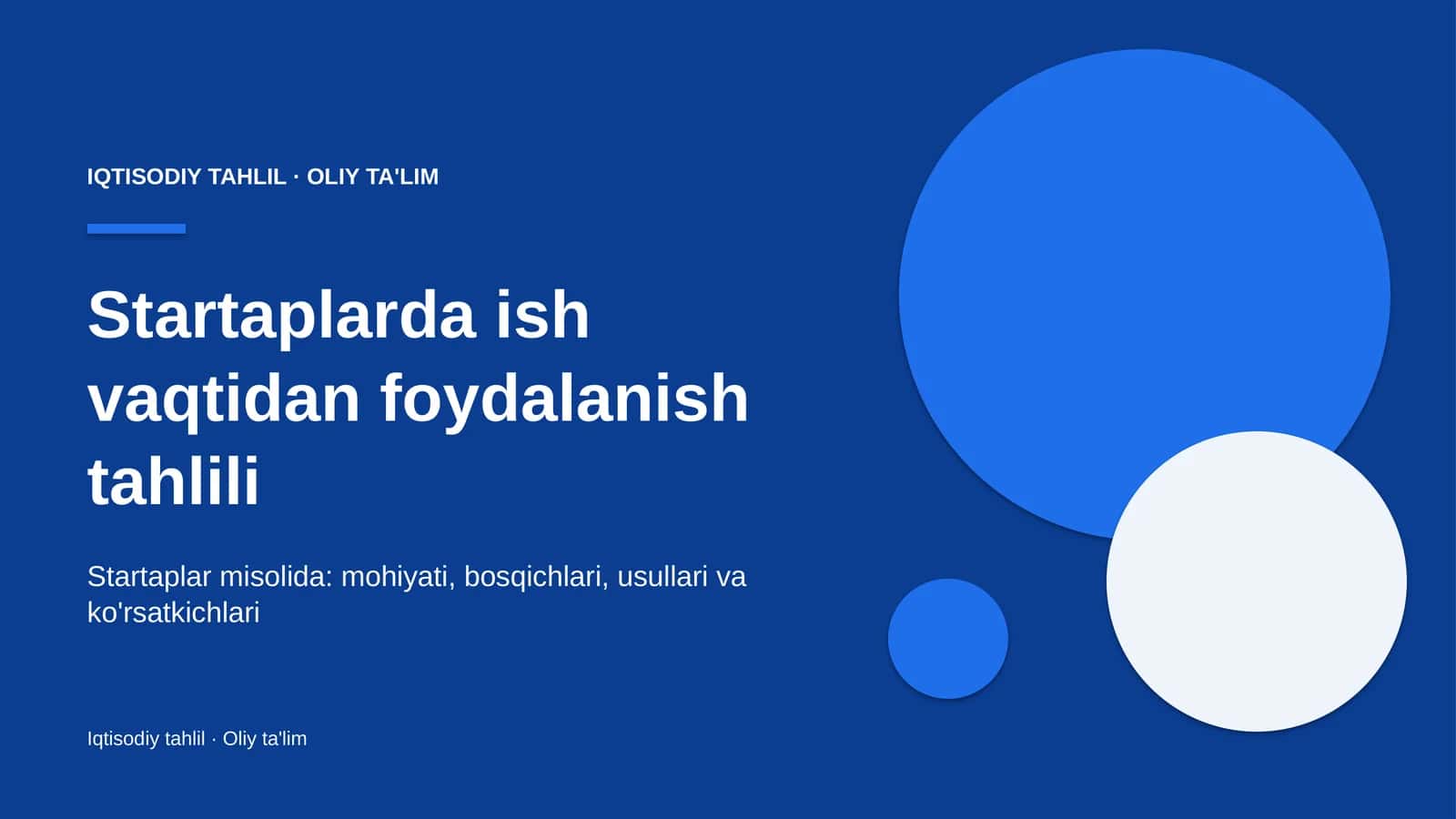 Startaplarda ish vaqtidan foydalanish tahlili