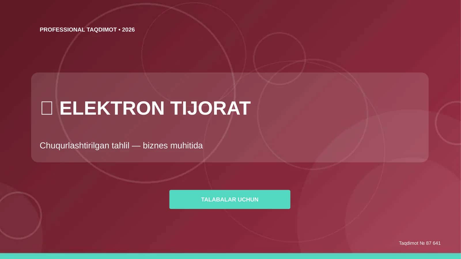 Elektron tijorat: chuqurlashtirilgan tahlil