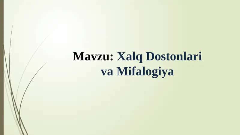 Xalq Dostonlari va Mifalogiya