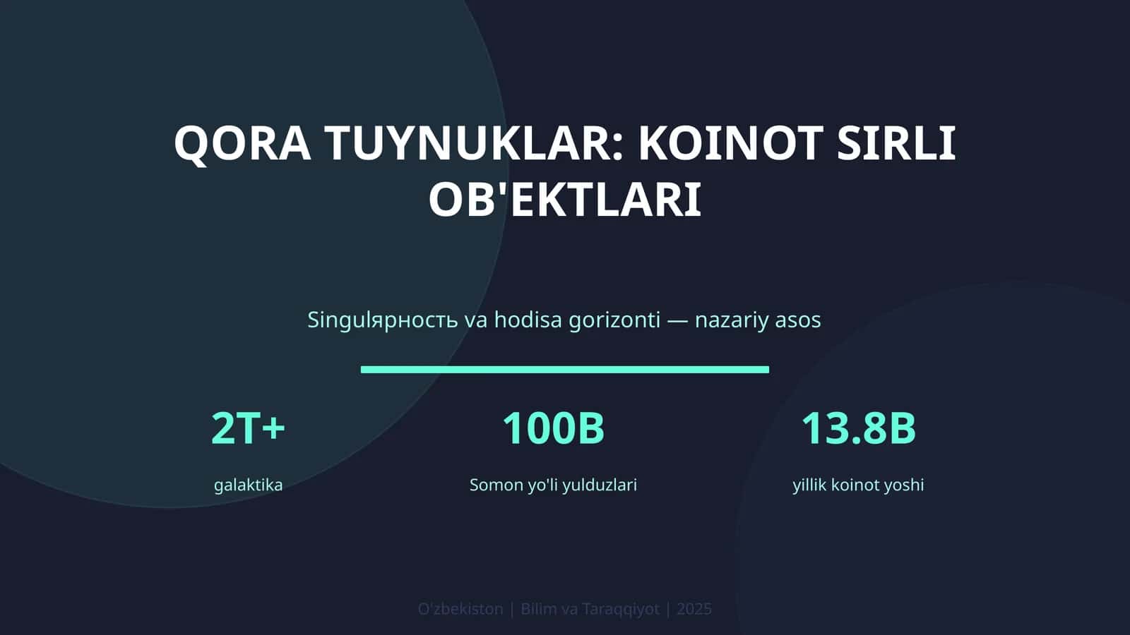 Qora tuynuklar: koinot sirli ob'ektlari