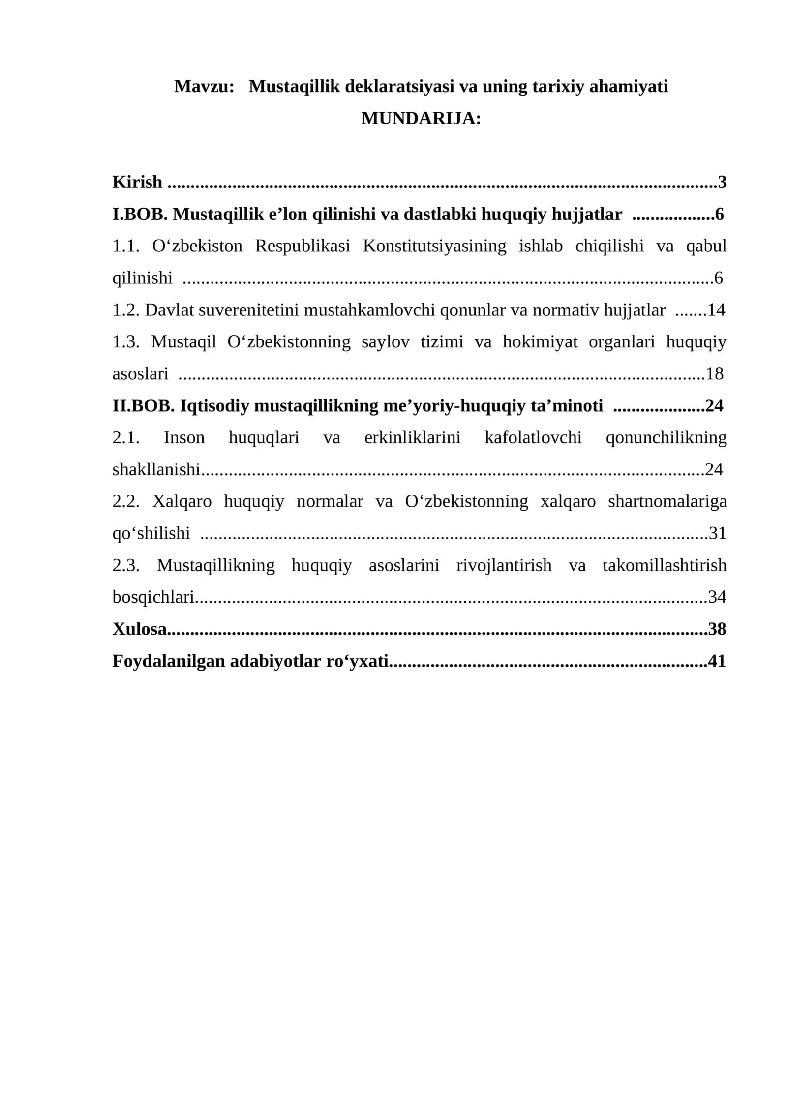 Mustaqillik deklaratsiyasi va uning tarixiy ahamiyati