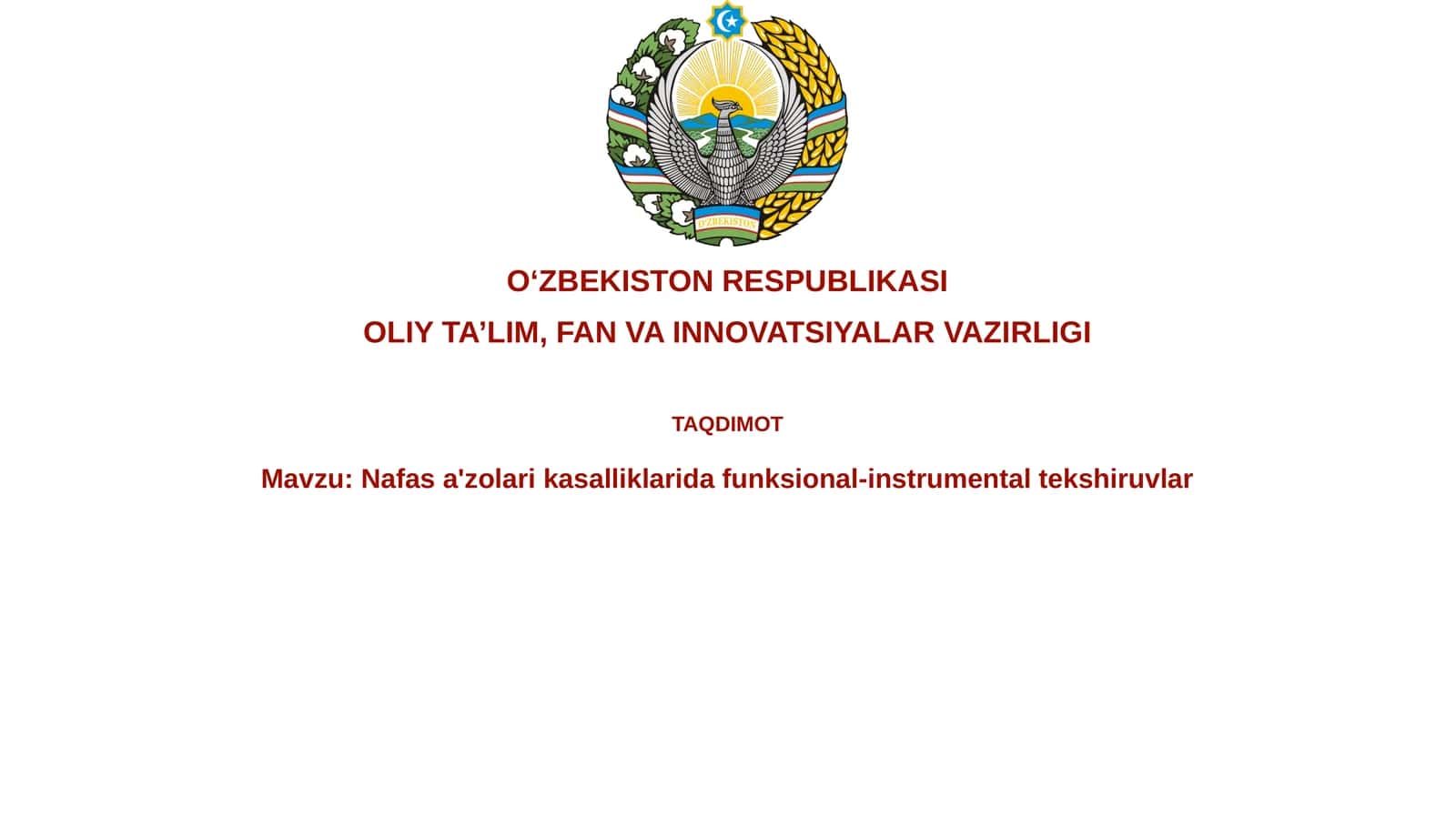 Nafas olish kasalliklarida funksional-instrumental tekshiruvlar