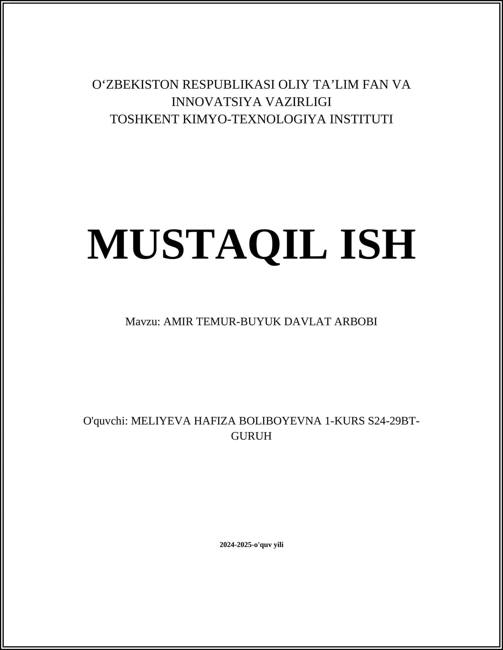 AMIR TEMUR-BUYUK DAVLAT ARBOBI