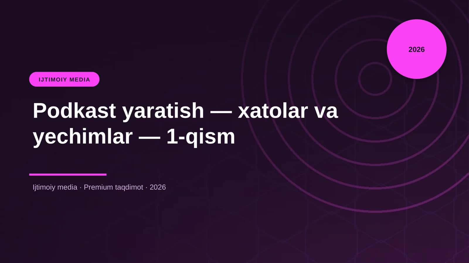 Podkast yaratish — xatolar va yechimlar — 1-qism