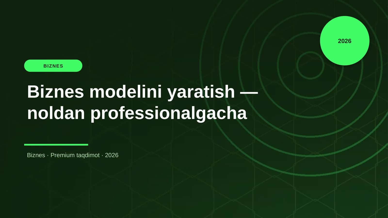 Biznes modelini yaratish — noldan professionalgacha