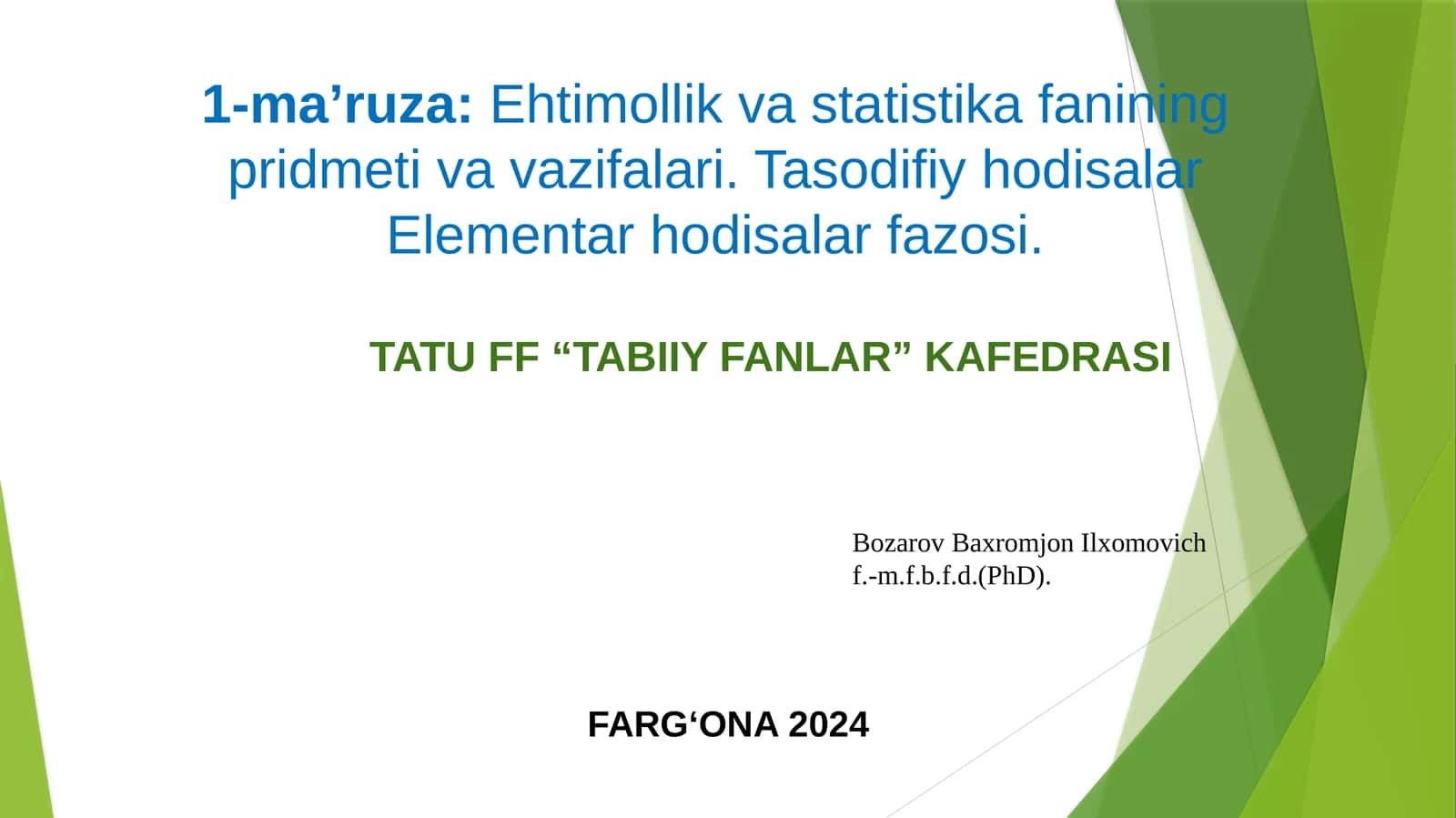 Ehtimollik va statistika