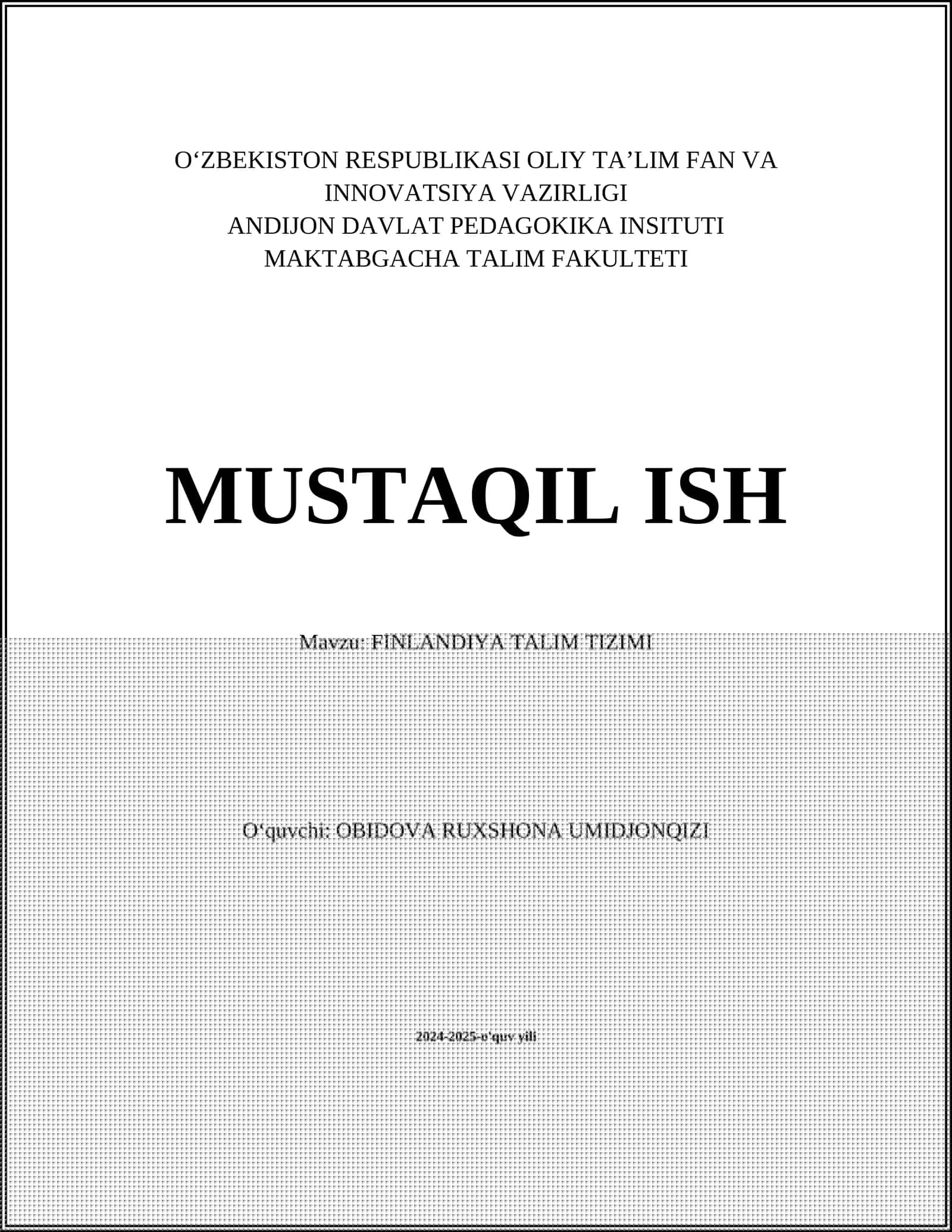 FINLANDIYA TALIM TIZIMI