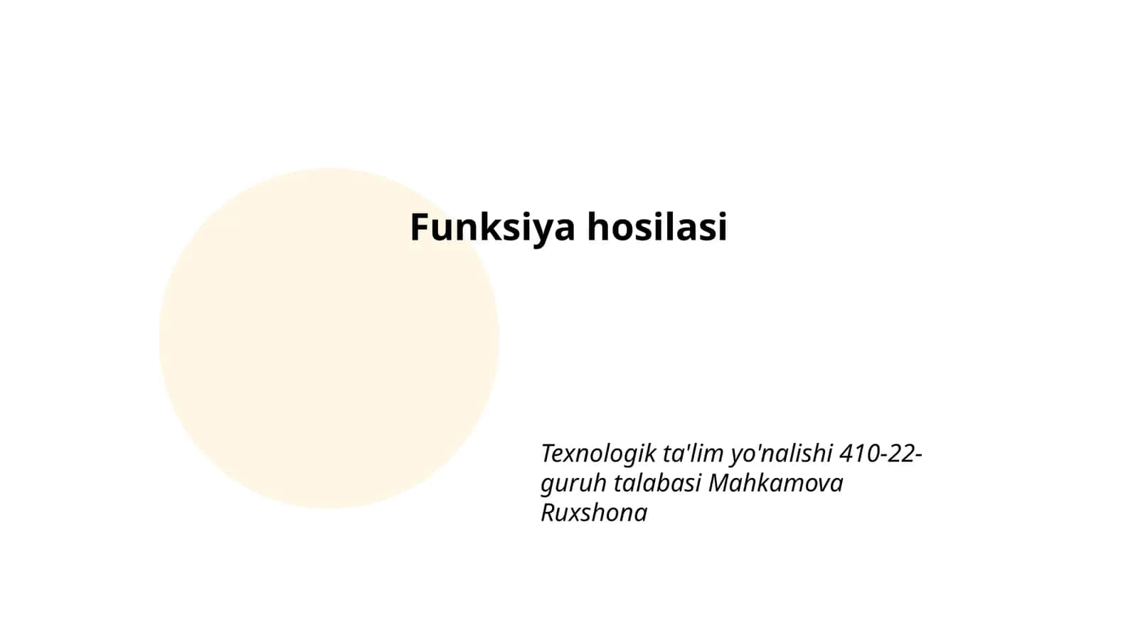 Funksiya hosilasi asoslari