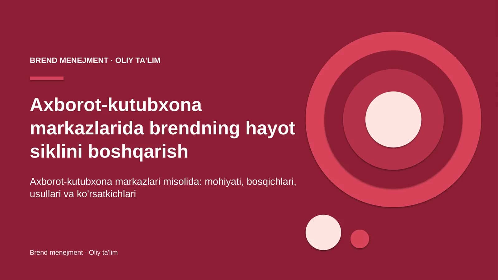 Axborot-kutubxona markazlarida brendning hayot siklini boshqarish