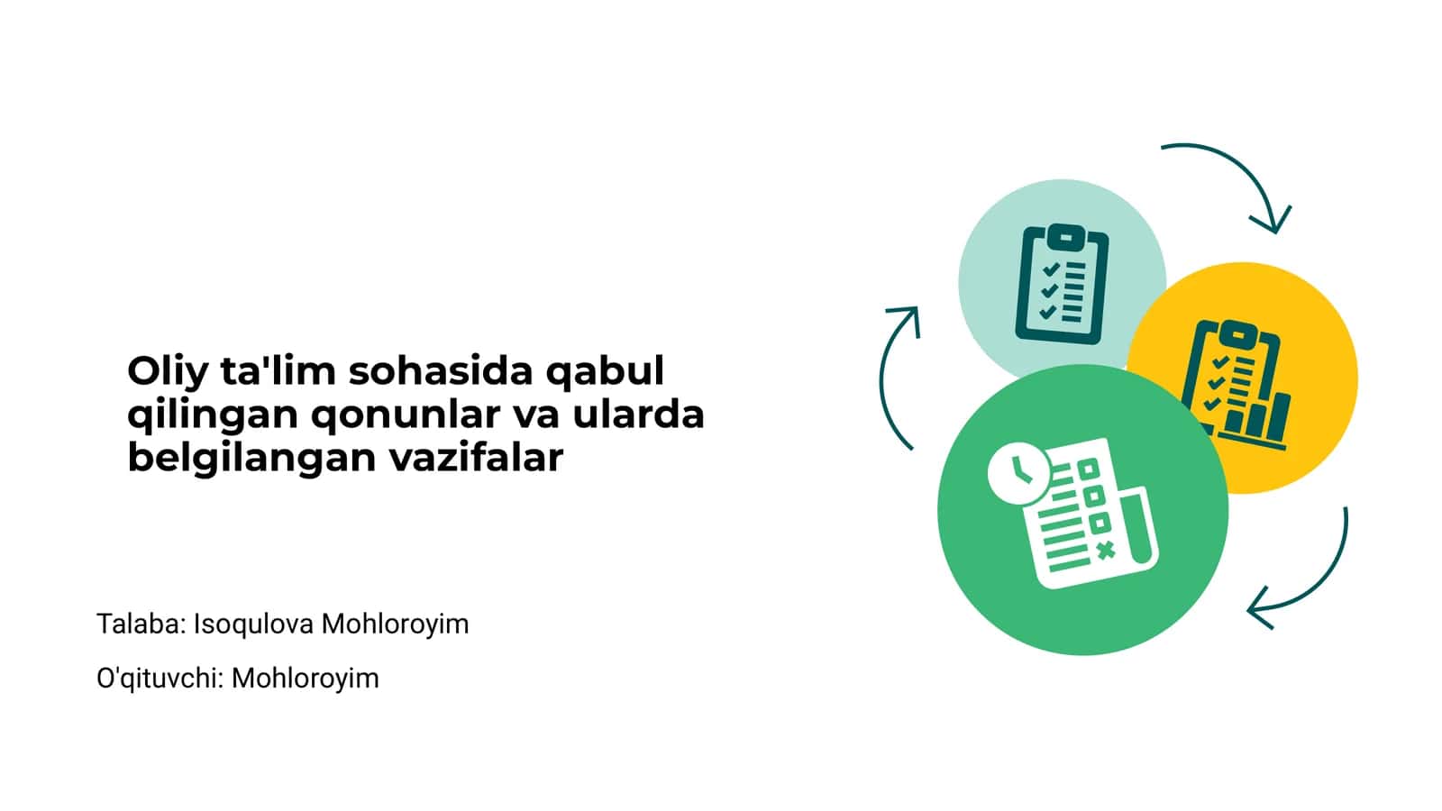 Oliy ta'lim sohasida qabul qilingan qonunlar va ularda belgilangan vazifalar