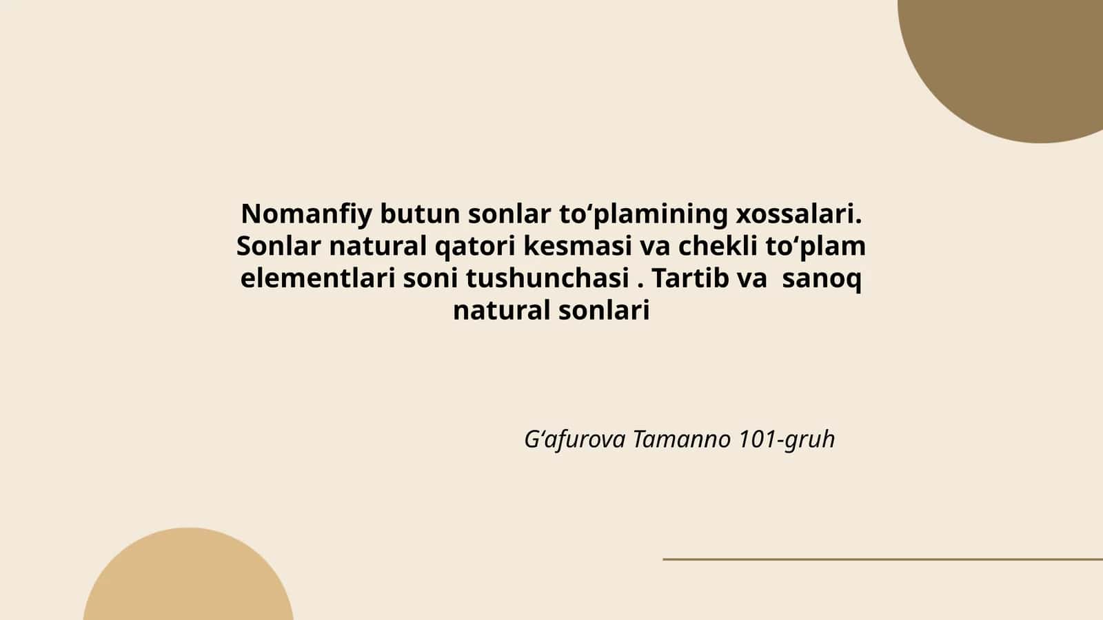 Nomanfiy butun sonlar toʻplamining xossalari