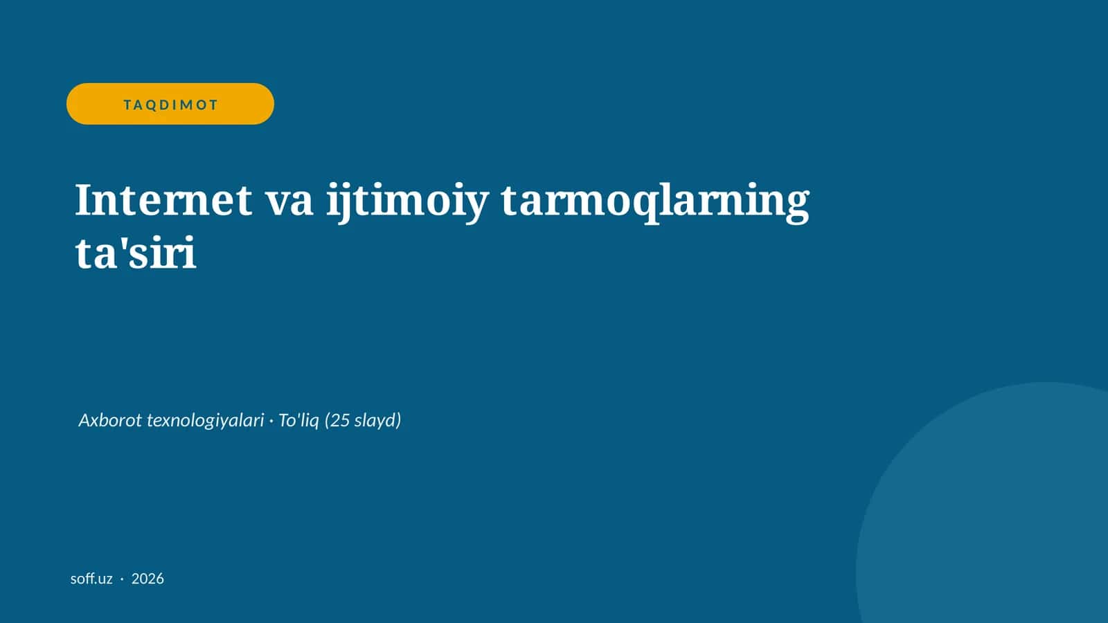 Internet va ijtimoiy tarmoqlarning ta'siri