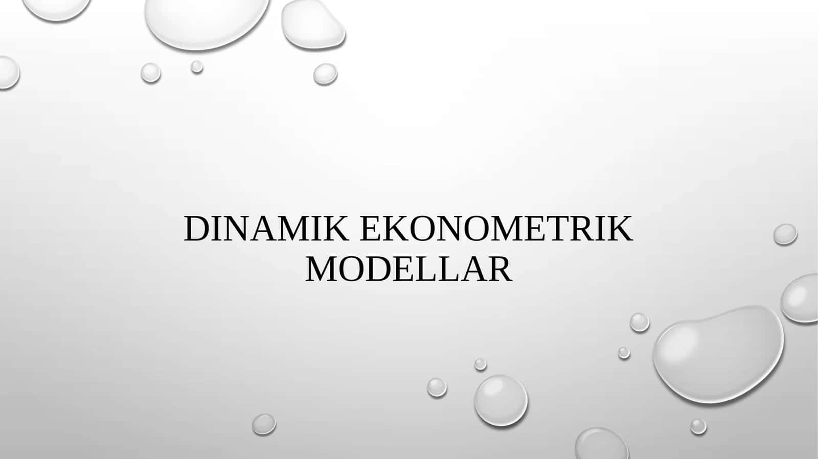 Dinamik Ekonometrik modellar
