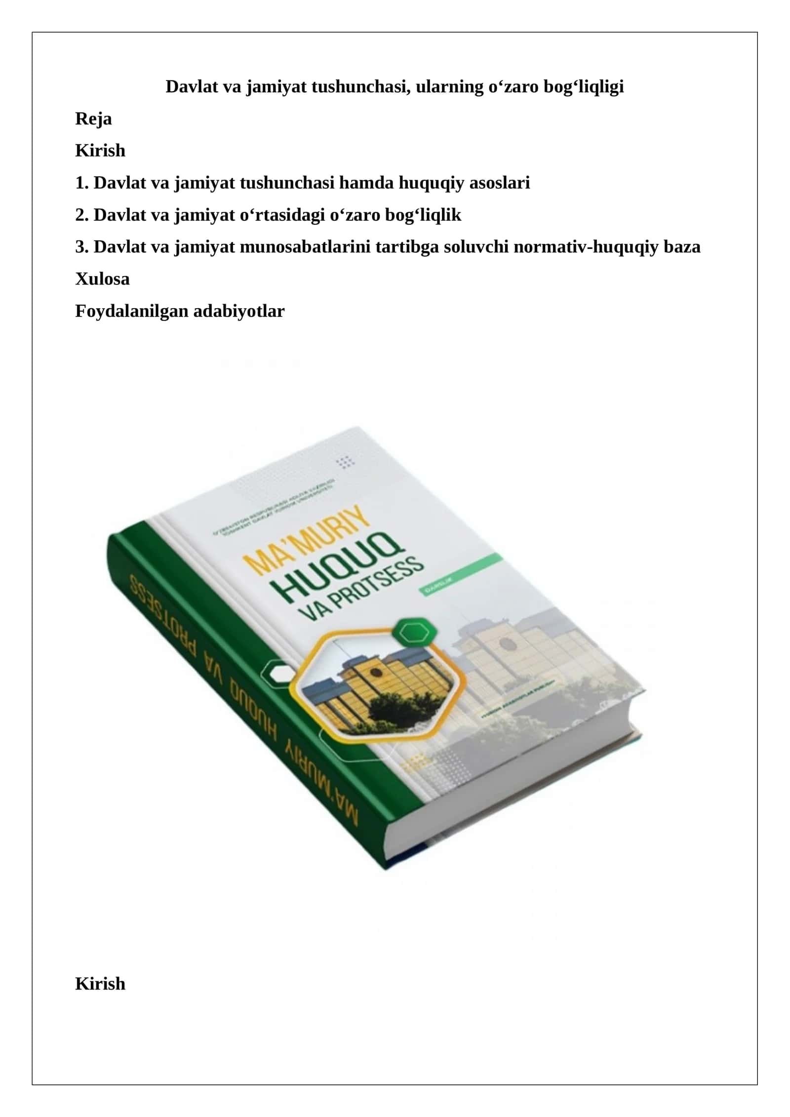 Davlat va jamiyat tushunchasi, ularning o‘zaro bog‘liqligi