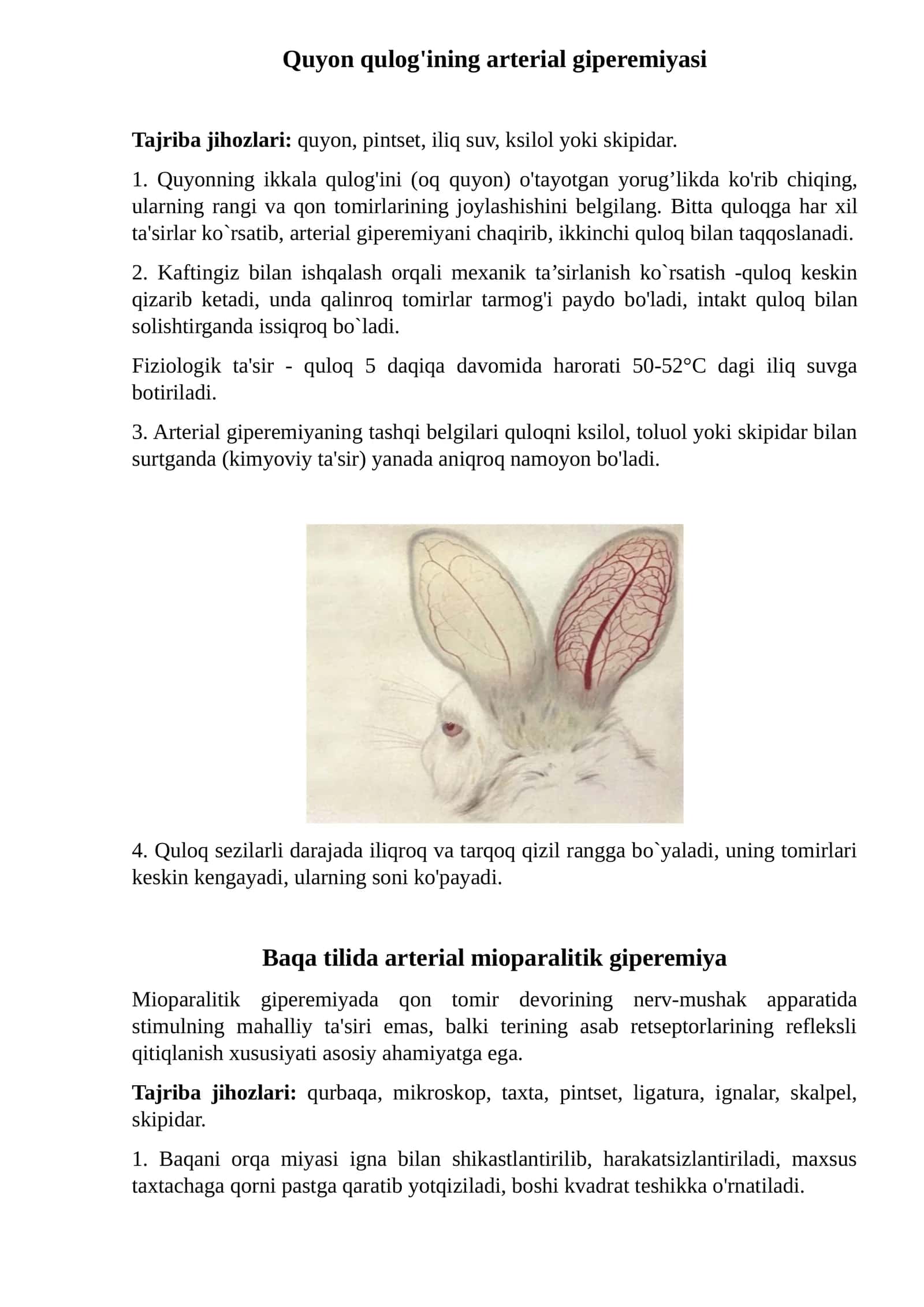Quyon qulog'ining arterial giperemiyasi