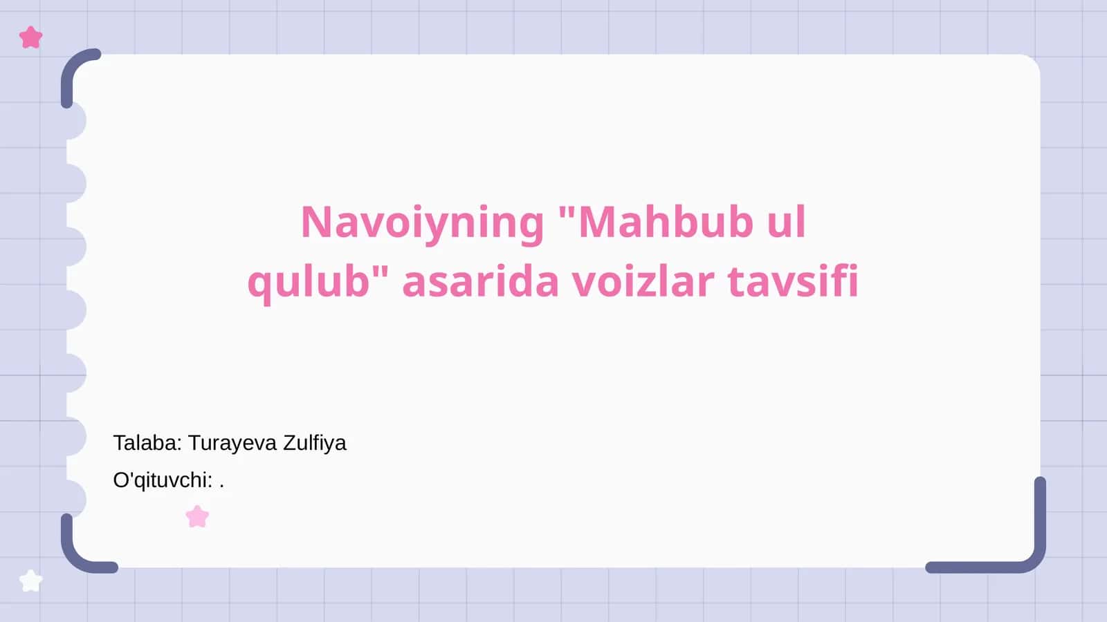Navoiyning "Mahbub ul qulub" asarida voizlar tavsifi