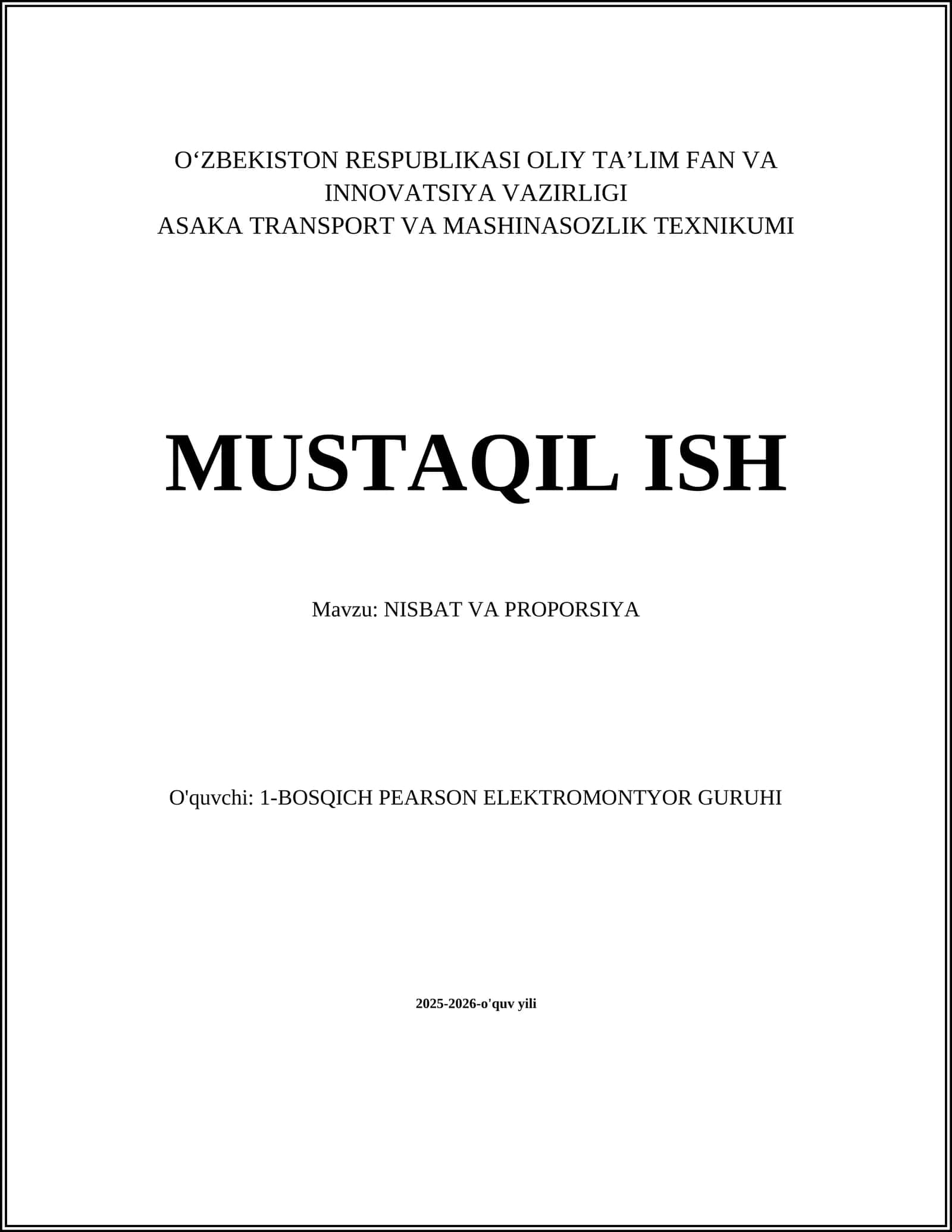 Nisbati va proportsiya