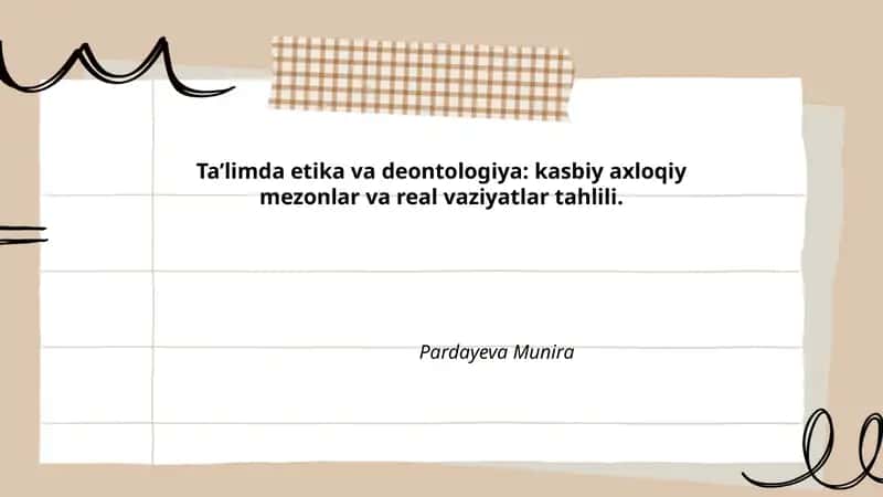 Ta’limda etika va deontologiya