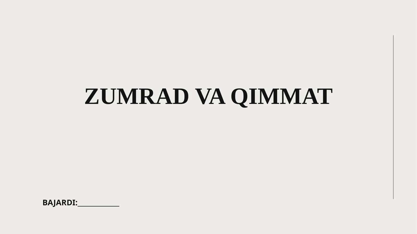 Zumrad va Qimmat