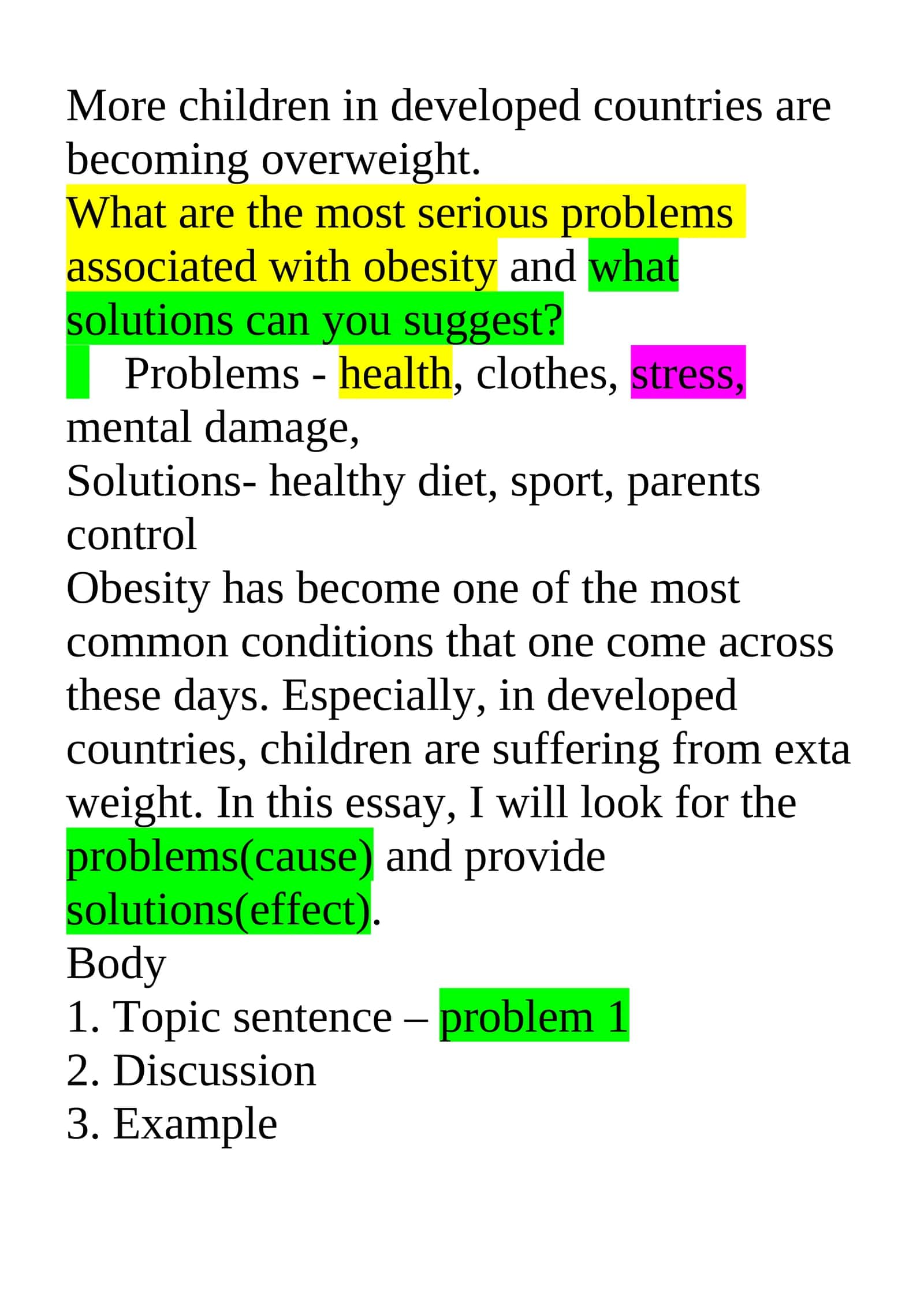 Problems and Solutions of Childhood Obesity
