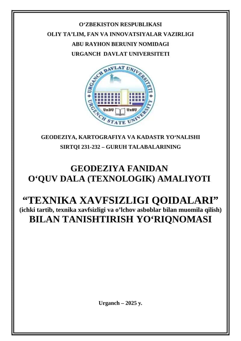 TEXNIKA XAVFSIZLIGI QOIDALARI
