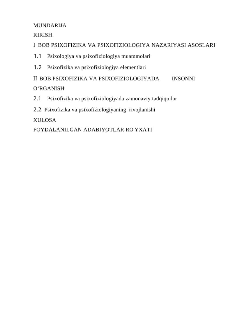 PSIXOFIZIKA VA PSIXOFIZIOLOGIYA