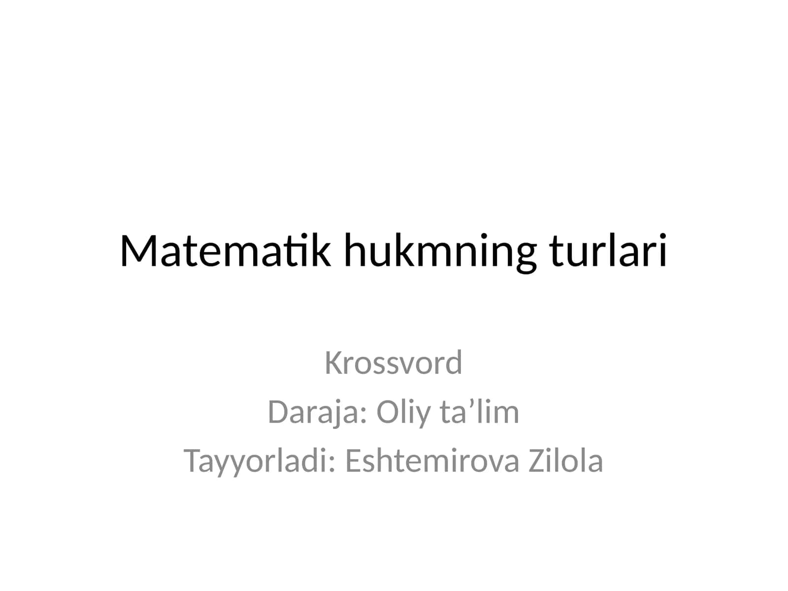 Matematik hukmning turlari